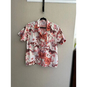 Vintage American Sweetheart Women's Floral Short Sleeve Blouse, vintage‎ blouse